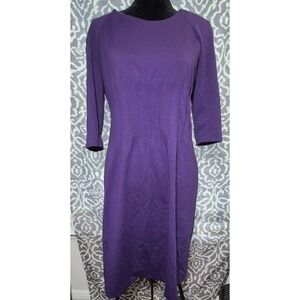 Leslie Fay Women Shift Sheath Dress Short Sleeve‎  Purple Back Zip Size 10